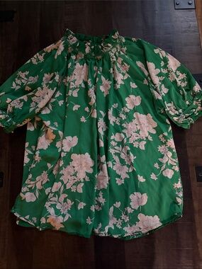 Sienna Sky Green Floral Puff Sleeve Tunic